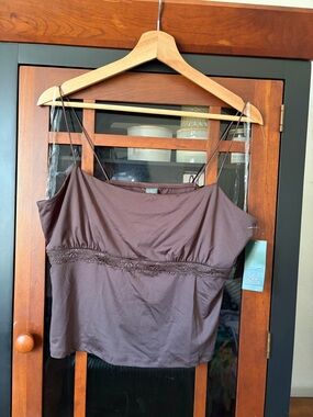 NWT Wild Fable Brown Lace-Trim Crop Tank